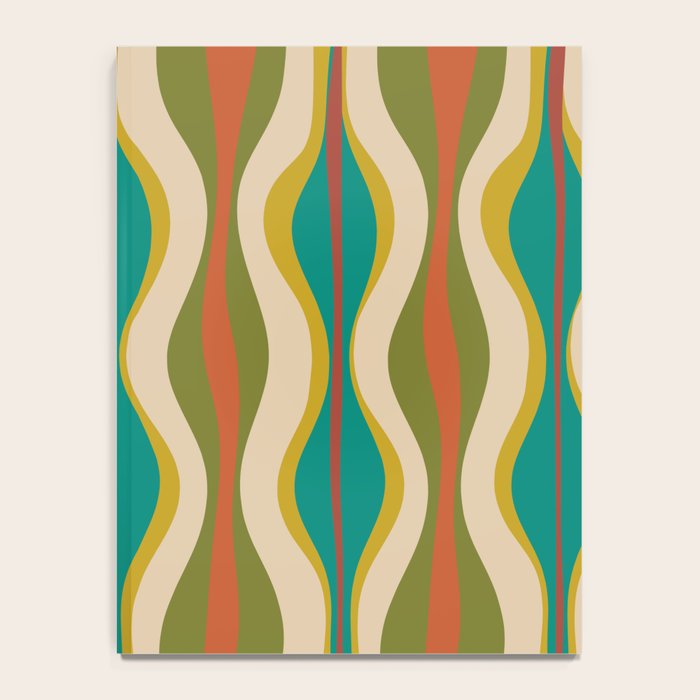 Mid-Century Modern Hourglass Abstract Pattern in Turquoise Teal, Orange, Mustard, Olive, and Mid Mod Beige Notebook Gallery Image 4