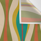 Mid-Century Modern Hourglass Abstract Pattern in Turquoise Teal, Orange, Mustard, Olive, and Mid Mod Beige Wall Tapestry Gallery Image 3