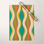 Mid-Century Modern Hourglass Abstract Pattern in Turquoise Teal, Orange, Mustard, Olive, and Mid Mod Beige Wrapping Paper Gallery Image 1