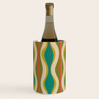Mid-Century Modern Hourglass Abstract Pattern in Turquoise Teal, Orange, Mustard, Olive, and Mid Mod Beige Wine Chiller Gallery Image 1