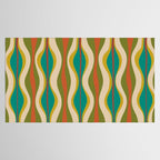 Mid-Century Modern Hourglass Abstract Pattern in Turquoise Teal, Orange, Mustard, Olive, and Mid Mod Beige Tablecloth Gallery Image 2