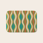 Mid-Century Modern Hourglass Abstract Pattern in Turquoise Teal, Orange, Mustard, Olive, and Mid Mod Beige Bath Mat Gallery Image 1