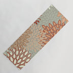 Festive, Floral Prints, Green, Terracotta, Red, Coloured Prints Yoga Mat Gallery Image 1