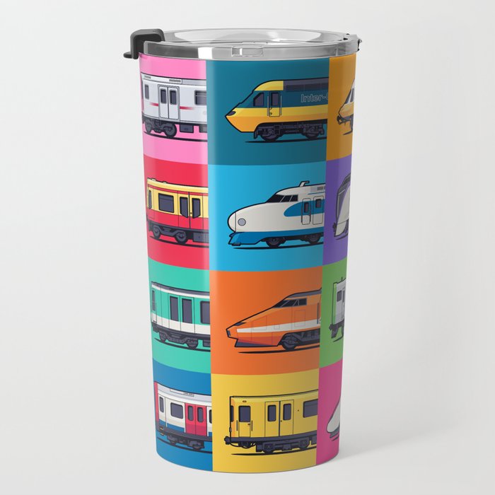 World Trains Grid Pattern Travel Mug Gallery Image 3