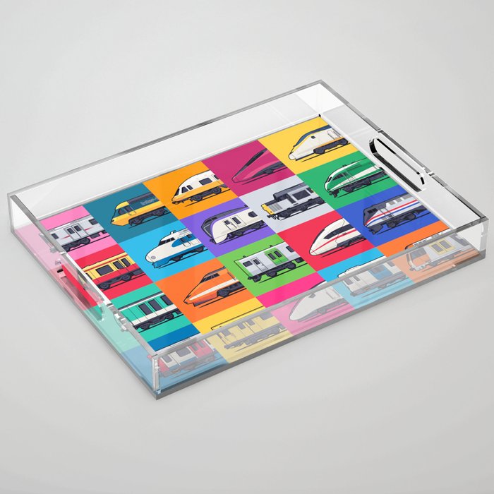 World Trains Grid Pattern Acrylic Tray Gallery Image 1
