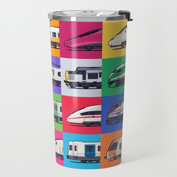 World Trains Grid Pattern Travel Mug Gallery Image 2