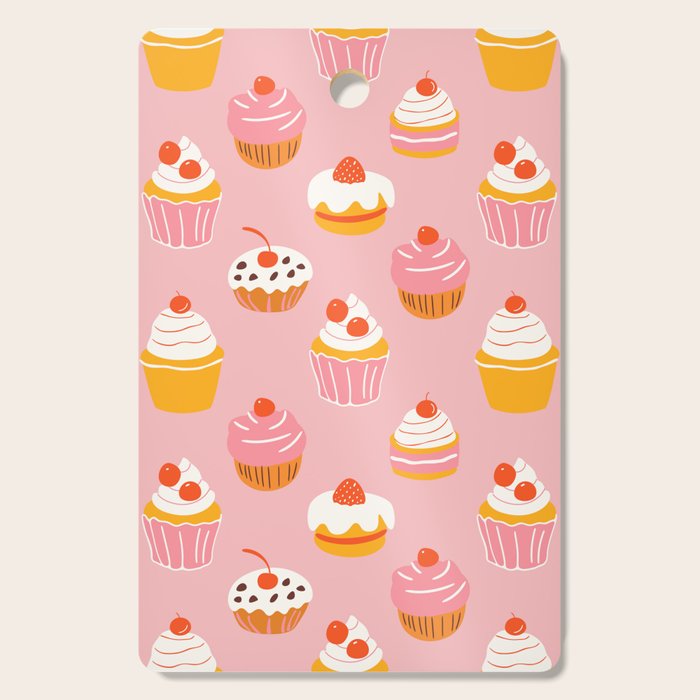 Pink cupcake cartoon food pattern Cutting Board Gallery Image 1