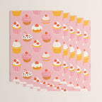 Pink cupcake cartoon food pattern Wrapping Paper Gallery Image 3