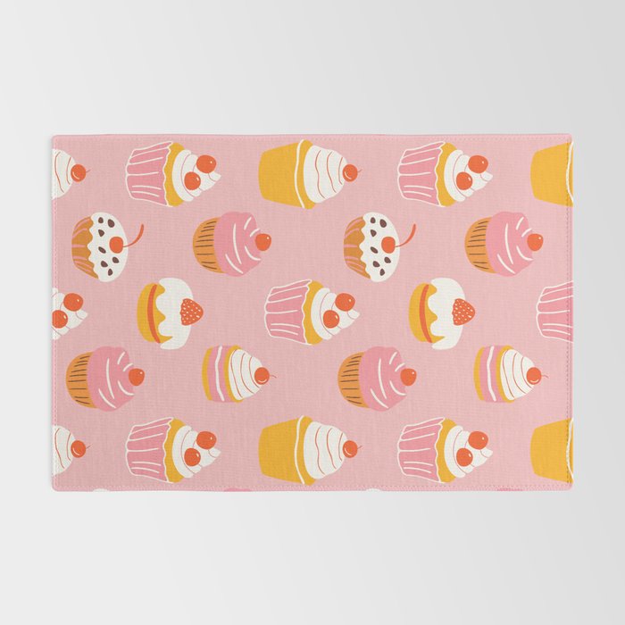 Pink cupcake cartoon food pattern Rug Gallery Image 2