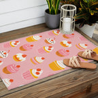 Pink cupcake cartoon food pattern Outdoor Rug Gallery Image 2