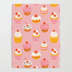 Pink cupcake cartoon food pattern Poster Gallery Image 4