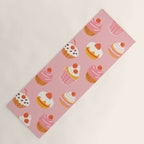 Pink cupcake cartoon food pattern Yoga Mat Gallery Image 1