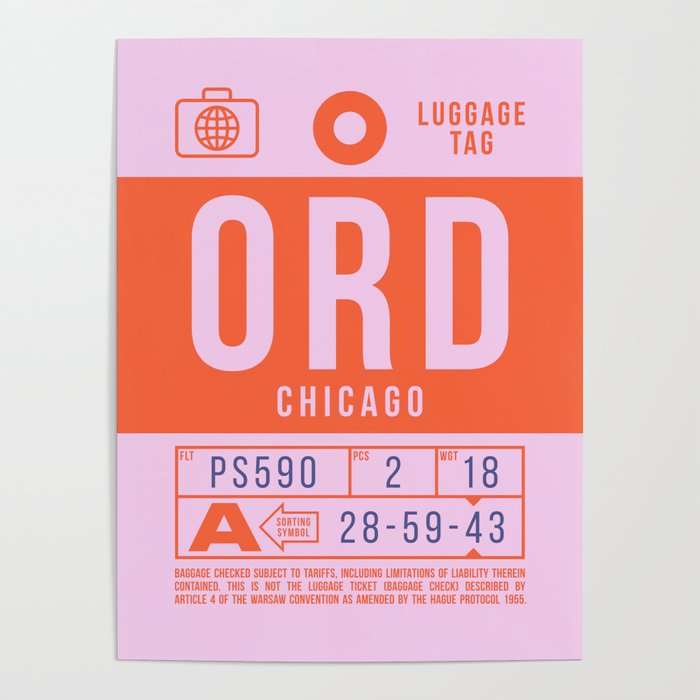 Luggage Tag B - ORD Chicago USA Poster Gallery Image 4