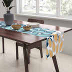 Floral Blooms, Yellow, Teal, Blue, Gray Table Runner Gallery Image 2