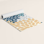 Floral Blooms, Yellow, Teal, Blue, Gray Yoga Mat Gallery Image 2