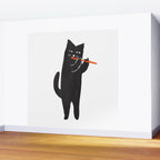 Black cat with flute Wall Mural Gallery Image 2