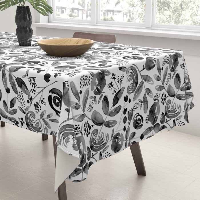 Bountiful Bouquet Black Watercolor Tablecloth Gallery Image 3