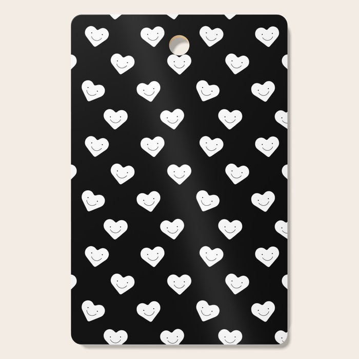 Black and white love heart doodle pattern Cutting Board Gallery Image 1