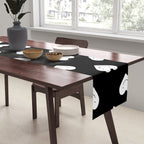 Black and white love heart doodle pattern Table Runner Gallery Image 2