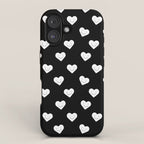 Black and white love heart doodle pattern iPhone Case Gallery Image 1