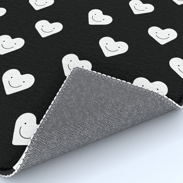 Black and white love heart doodle pattern Rug Gallery Image 4