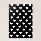 Black and white love heart doodle pattern Stationery Card Gallery Image 2