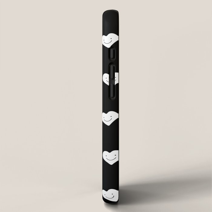 Black and white love heart doodle pattern iPhone Case Gallery Image 2