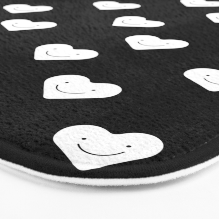 Black and white love heart doodle pattern Bath Mat Gallery Image 3