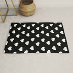 Black and white love heart doodle pattern Rug Gallery Image 1