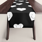 Black and white love heart doodle pattern Table Runner Gallery Image 1