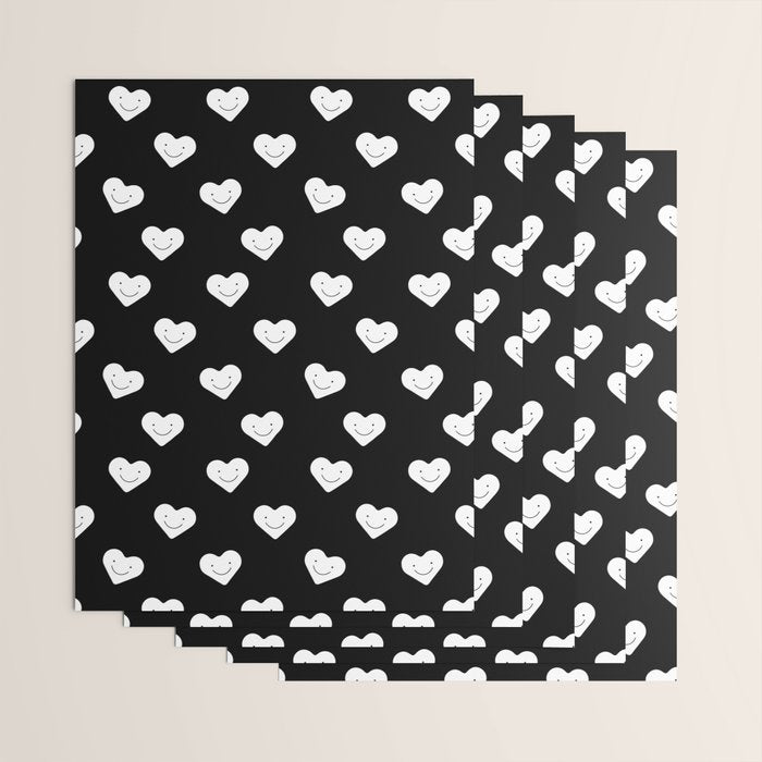 Black and white love heart doodle pattern Wrapping Paper Gallery Image 3