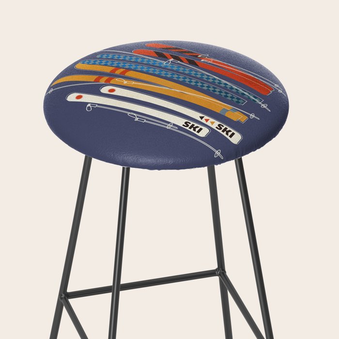Retro Colorful Skis Stool Gallery Image 2