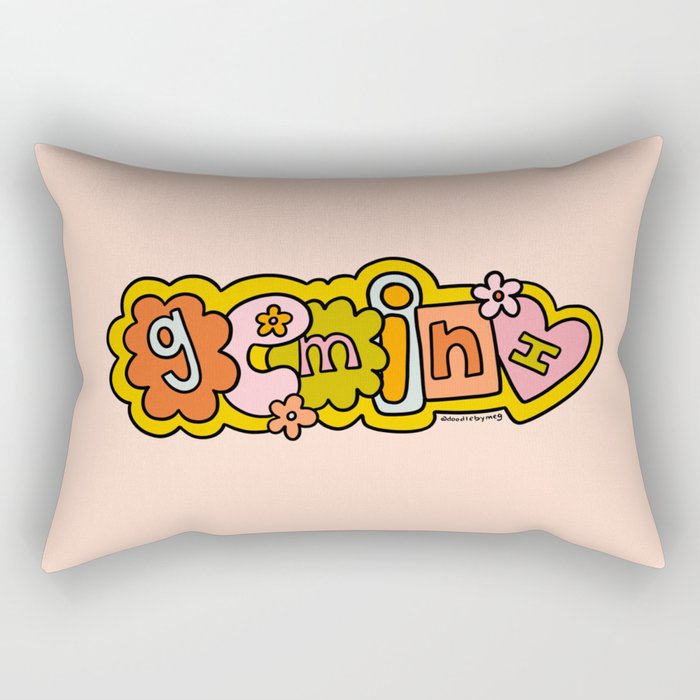 Gemini Doodle Letters Rectangular Pillow Gallery Image 2