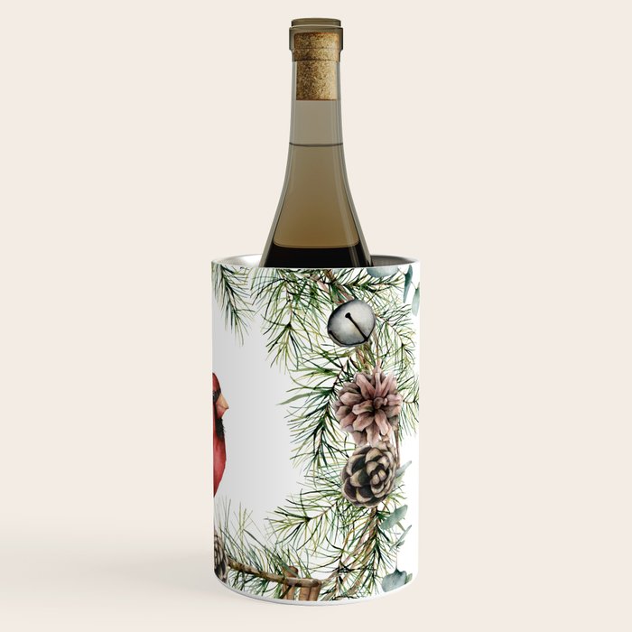 Cardinal Christmas Wreath, Floral Prints Wine Chiller Gallery Image 3