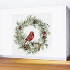 Cardinal Christmas Wreath, Floral Prints Wall Mural Gallery Image 2