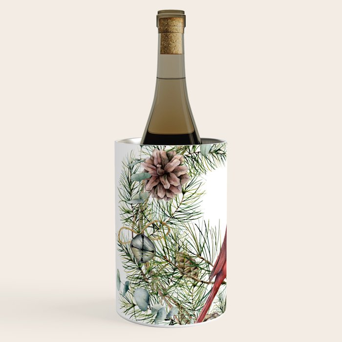 Cardinal Christmas Wreath, Floral Prints Wine Chiller Gallery Image 2