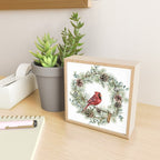 Cardinal Christmas Wreath, Floral Prints Mini Art Print Gallery Image 2