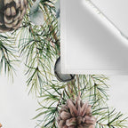 Cardinal Christmas Wreath, Floral Prints Wall Tapestry Gallery Image 3