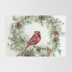 Cardinal Christmas Wreath, Floral Prints Rug Gallery Image 2