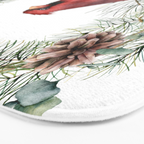 Cardinal Christmas Wreath, Floral Prints Bath Mat Gallery Image 3