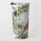 Cardinal Christmas Wreath, Floral Prints Travel Mug Gallery Image 3