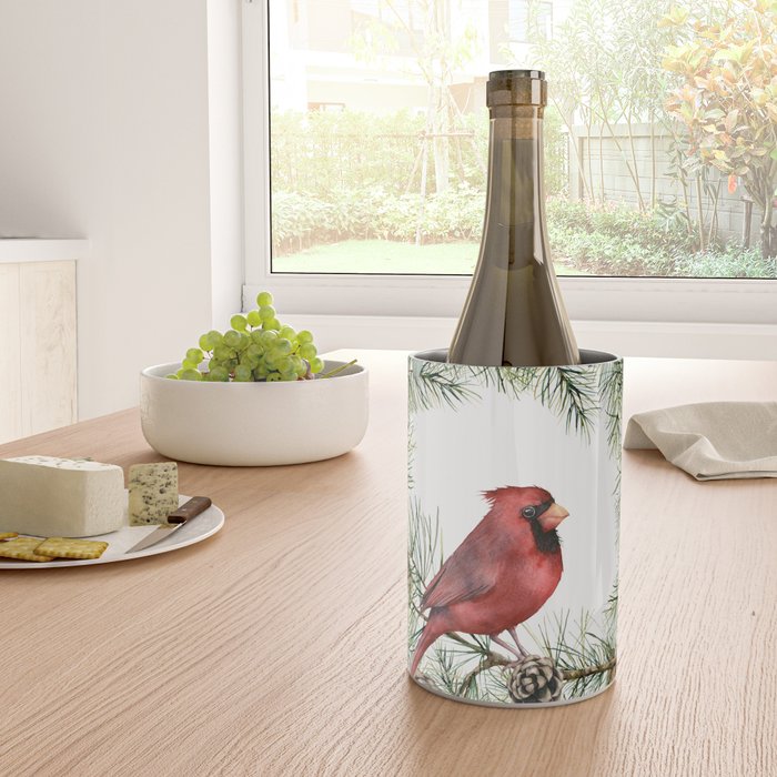 Cardinal Christmas Wreath, Floral Prints Wine Chiller Gallery Image 4