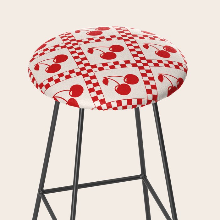 Red Cherries & Beige Checker Stool Gallery Image 2