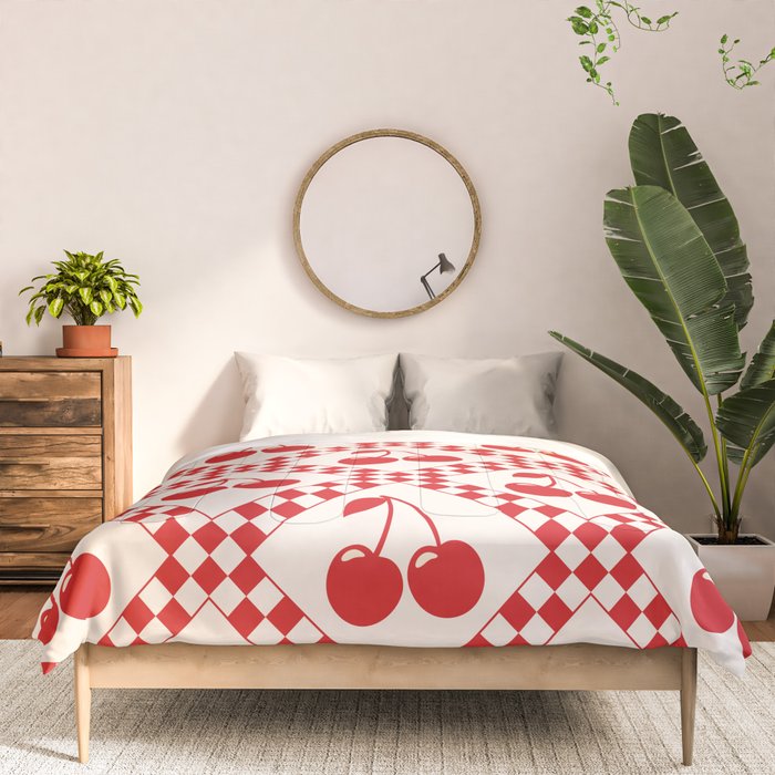 Red Cherries & Beige Checker Comforter Gallery Image 3