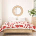 Red Cherries & Beige Checker Duvet Cover Gallery Image 3