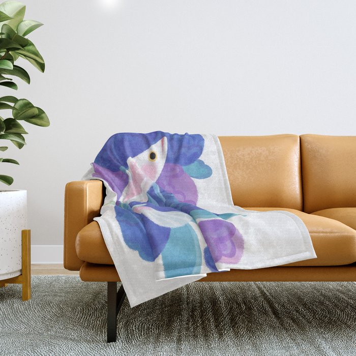 Arowana and peony Throw Blanket Gallery Image 1