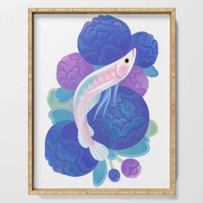 Arowana and peony Serving Tray Gallery Image 1