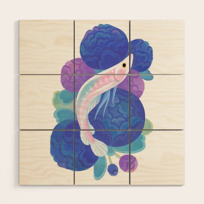 Arowana and peony Wood Wall Art Gallery Image 1