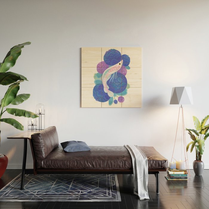 Arowana and peony Wood Wall Art Gallery Image 2