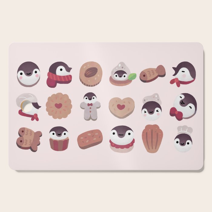 Cookie & cream & penguin - pink pattern Cutting Board Gallery Image 1
